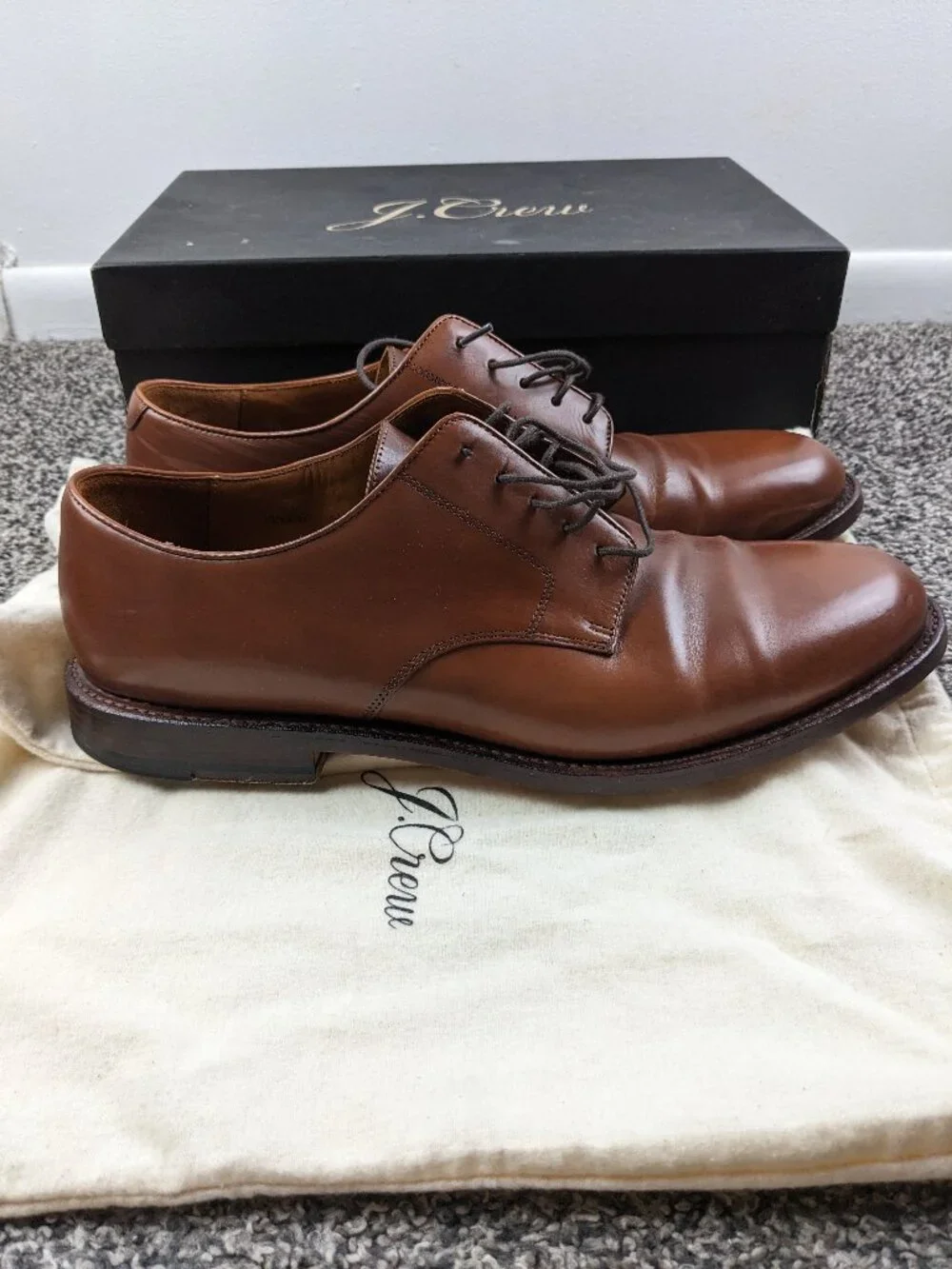 J Crew Ludlow English Tan Leather Derby Lace Up Shoes Mens US 12 D